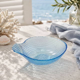 Fish Shaped Glass Bowl, 220ml Blue Nautical Snack Serving Dish 17x13cm