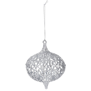 Silver Glitter Onion Christmas Bauble Sets | Deluxe Christmas Tree Ornament | Xmas Bauble Christmas Decor Hanging Decoration