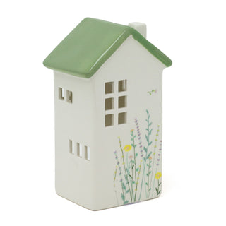 Floral House Tealight Holder | Ceramic Meadow House Tea Light Candle Holder