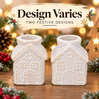 Gingerbread House Christmas Ceramic Candle Holder, Gisela Graham 7cm