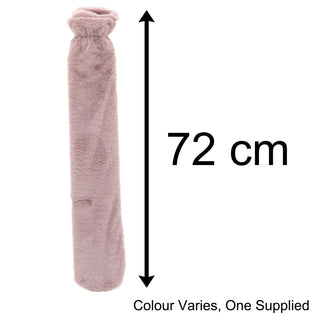 72cm Deluxe Faux Fur Long Hot Water Bottle | Hot Water Bottle With Cover | Natural Rubber Hot Water Bottles - Colour Varies One Supplied