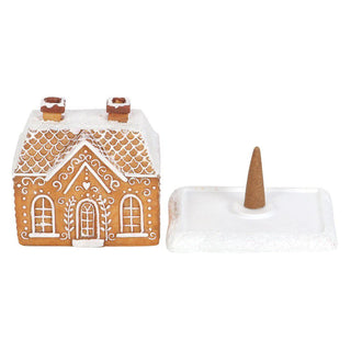 Gingerbread House Incense Burner Festive Christmas Ornament with Cinnamon Cones