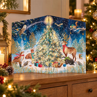 Magical Woodland Christmas Advent Calendar, 3D Gold Foil Woodland Animal Design