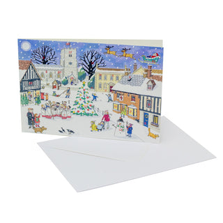 Christmas in the Village - Christmas Advent Calendar Greetings Card & Envelope