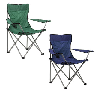 Deluxe Portable Folding Camping Chair | Outdoor Fold Out Lightweight Camp Chairs | Picnic Chairs Folding Armrest Cup Holder