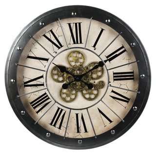 Industrial Working Gear Metal Wall Clock | Large Steampunk Vintage Wall Clock