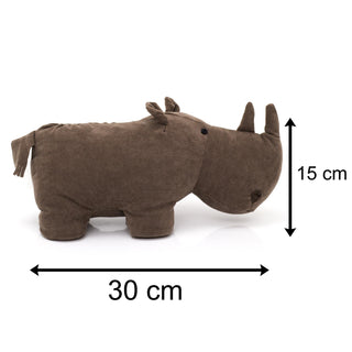 Adorable Chocolate Brown Rhinoceros Doorstop | Decorative Fabric Animal Door Stop | Novelty Rhino Wildlife Door Stopper