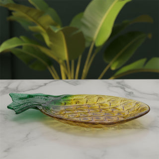 Pineapple Serving Platter 35cm Textured Glass Tropical Party Plate Dish
