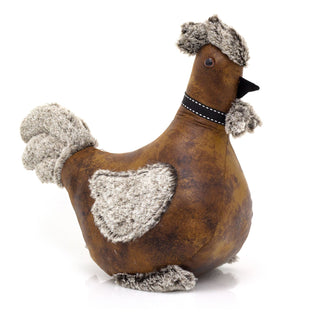 Cooper Cockerel Doorstop | Faux Leather Weighted Rooster Bird Door Stop 1.8kg