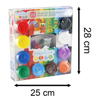 22 Piece Kids Play Dough Set | Childrens Modelling Dough Tubs And Accessories