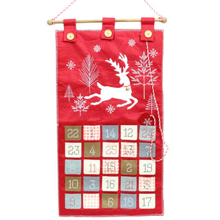 Festive Leaping Reindeer Felt Advent Calendar Christmas Wall Hanging