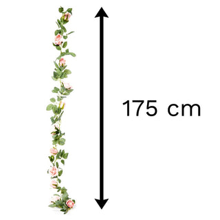 175cm Artificial Rose Garland Flower | Faux Indoor Hanging Flower Decorations | Fake Pink Floral Garland Festoon