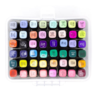 Twin Tip Marker Pens 48 Pack in Case | Dual-Ended Colouring Pens for Art & Craft
