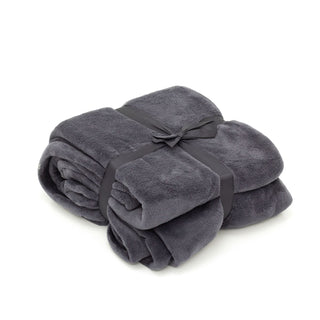 Charcoal Grey Snug Throw Fleece Blanket | Super Soft Luxury Winter Plaid Sofa Throw Blanket | Snug Fluffy Throw Plush Bed Blanket 180 x 230cm
