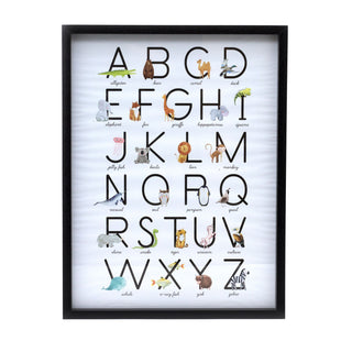 Baby Alphabet A-Z Animal Print Frame Baby Childrens Nursery A-Z Letter Wall Art