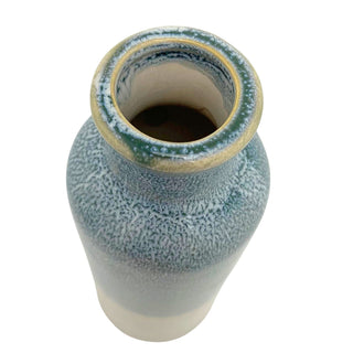 Reactive Glaze Ceramic Faux Flower Vase, Ombre Blue Decorative Vase - 19cm