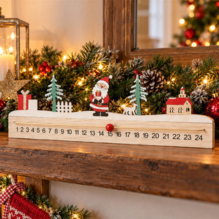 Christmas Advent Calendar Ruler Block Reusable, 39.5cm 24-Day Countdown