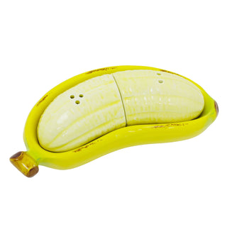 Banana Salt and Pepper Shaker Set 17cm Yellow Ceramic Banana Cruet Set