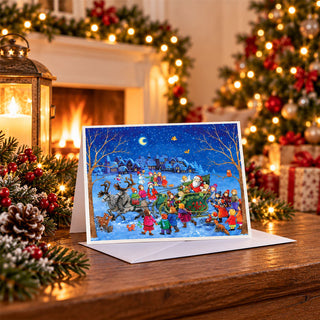 Santa Sleigh Christmas Advent Calendar Greeting Card, A6 Christmas Countdown