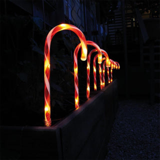 8 Piece Outdoor Christmas Candy Cane Lights Pathway Lighting | Set Of 8 LED Candy Cane Christmas Lights Path Markers | Outdoor Light Up Christmas Candy Canes