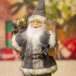 Grey Nordic Father Christmas Santa Claus Figure | Standing Santa Claus Ornament