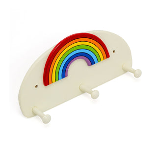 Children's Rainbow Coat Rack | Kids Wall Mounted Wooden Coat Hooks 3 Coat Pegs