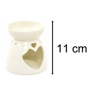 Heart Design White Ceramic Oil Burner | Wax Melt Tealight Fragrance Diffuser