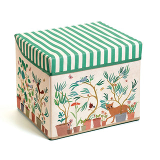 Djeco DD04483 Toy Box Seat | Garden Design Folding Ottoman Seat Toy Storage Box