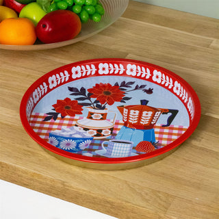 Printer Johnson - Kitchen Deep Well Tin Tray | Round Kitchen Serving Tray - 30cm