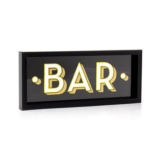 Wooden Black & Gold Art Deco Bar Sign | Vintage Style Drinks Bar Plaque Wall Art