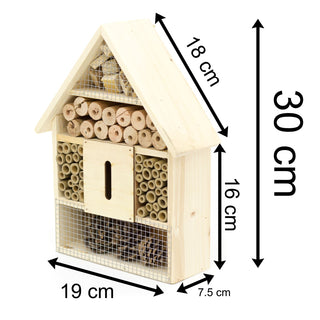 30cm Wooden Insect Hotel Wooden Insect House | Garden Bug Hotel Nesting Habitat For Bees, Butterflies, Ladybirds | Bug Houses For Garden