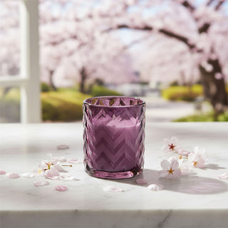 Glass Jar Scented Candle, 10cm Sakura Blossom Purple Holder Single Wick