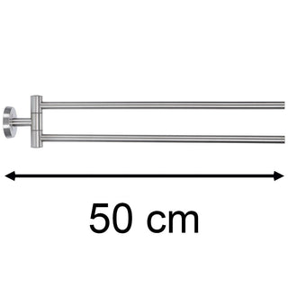 2 Bar Stainless Steel Wall Mounted Swivel Towel Rail | Metal Towel Rack Swing Bathroom Towel Holder | Silver Double Bar Bathroom Towel Rail