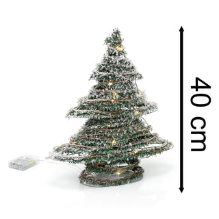 Snow Topped Mini Artificial Christmas Tree Light | Xmas Tree Decoration With 20 Led Lights Battery Operated | Christmas Tree Ornament - 40cm