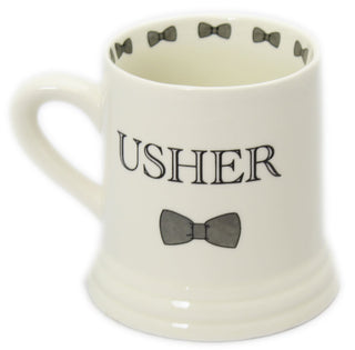 Boxed Ceramic Bow Tie Wedding Favour Gift Mug ~ Usher