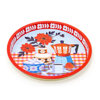 Printer Johnson - Kitchen Deep Well Tin Tray | Round Kitchen Serving Tray - 30cm