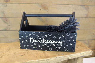 Wooden Caddy Housekeeping Caddy | Cleaning Caddy With Handle Housekeeping Trug | House Cleaning Caddy Cleaning Caddy Organiser