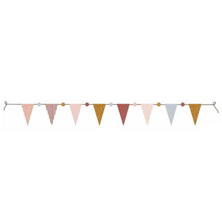 Childrens Fabric Pompom Bunting | 8 Pennant Flag Line Bunting Banner For Kids