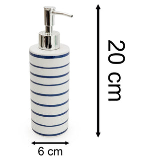 Harbour Stripe Soap Dispenser | Nautical Ceramic Bathroom Hand Soap Dispenser