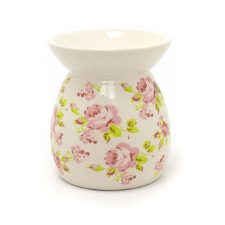 Vintage Rose Ceramic Essential Oil Burner & Candle Holder - Aromatherapy Gift