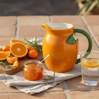 Orange Shaped Ceramic Jug, 1.2L Drinks Pitcher Water Serving Jug - 17cm