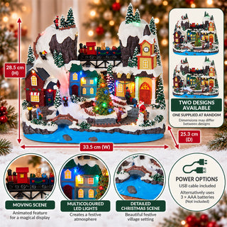 LED Christmas Village Scene with Movement, Animated Tabletop Decoration