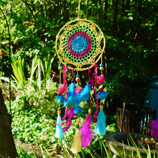 Colourful Llama Pom Pom Fabric Crochet Hanging Dream Catcher Decoration - Colour Varies