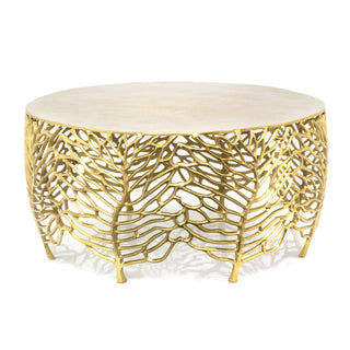 Deluxe Gold Leaf Round Table | Coffee Table Occasional Side Table | Living Room End Table
