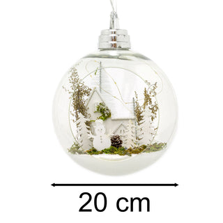 20cm LED Bauble With Christmas Scene Light Up Christmas Ball Hanging Decoration