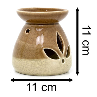 Brown Crackled Ombre Glaze Oil Burner | Ceramic Tea Light Essential Oil Burner