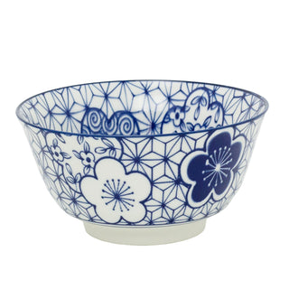 Japanese Style Blue and White Ceramic Bowl, 11.5cm Footed Tapas Snack Bowl