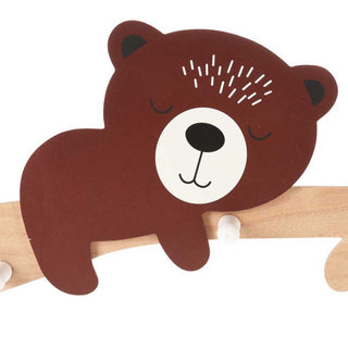 Childrens Wooden Animal Coat Rack | Wall Mounted Kids Bedroom Wall Hooks - Bear