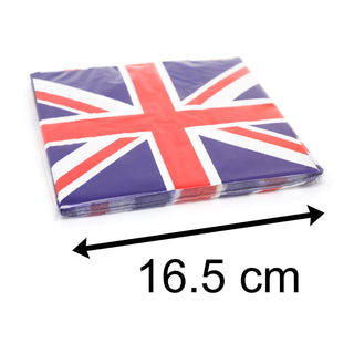 16 Great Britain Flag Union Jack Napkins Party Napkins | Pack Of 16 Britannia Union Jack Paper Napkins | Queens Platinum Jubilee Party Serviettes - 33cm