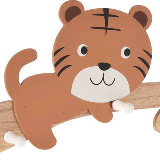 Childrens Wooden Animal Coat Rack | Wall Mounted Kids Bedroom Wall Hooks - Tiger